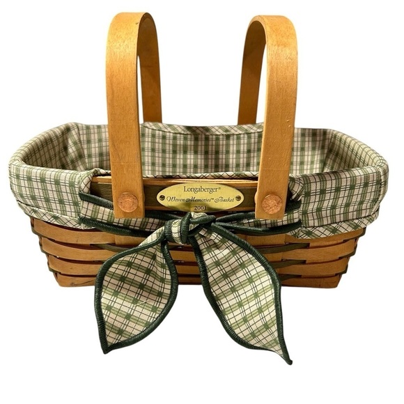 Longaberger 2001 Woven Memories Tour Basket+Liner+Tie On-Signed by Family Signed - Picture 1 of 9